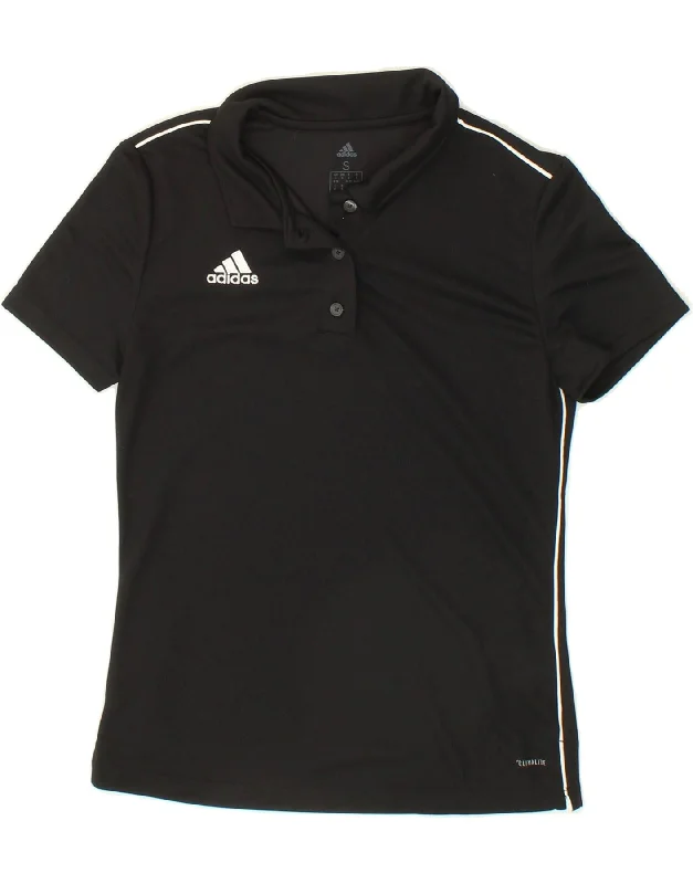 ADIDAS Womens Polo Shirt UK 8/10 Small Black Stylish Short Sleeve Top