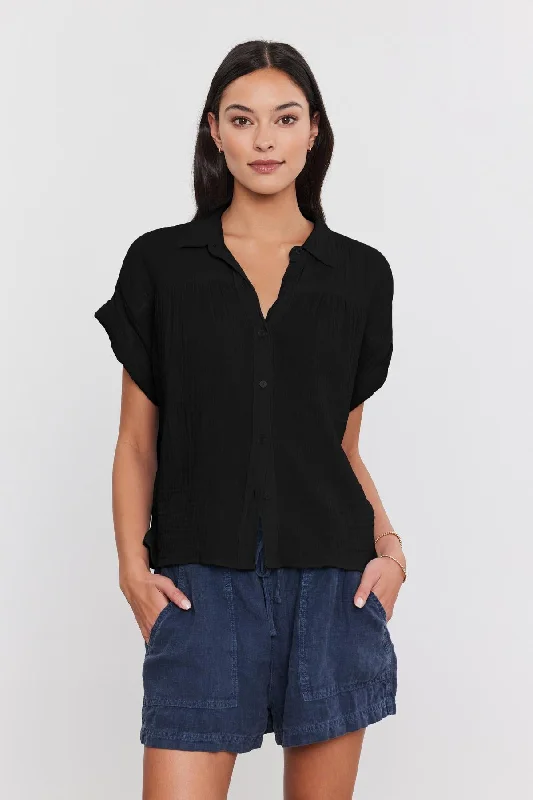 JULIETA COTTON GAUZE SHIRT Classic V-Neck Short Shirt