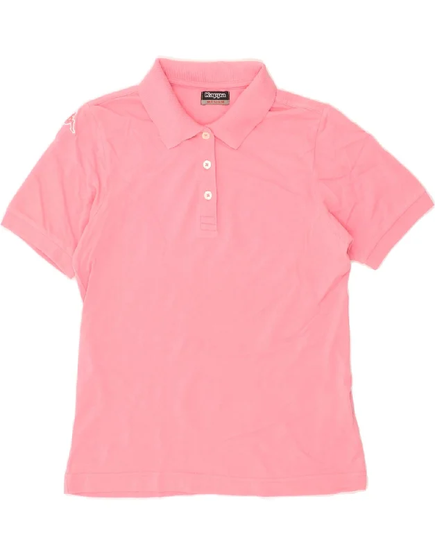 KAPPA Womens Polo Shirt UK 12 Medium Pink Cotton Fashionable Sheer Short Shirt