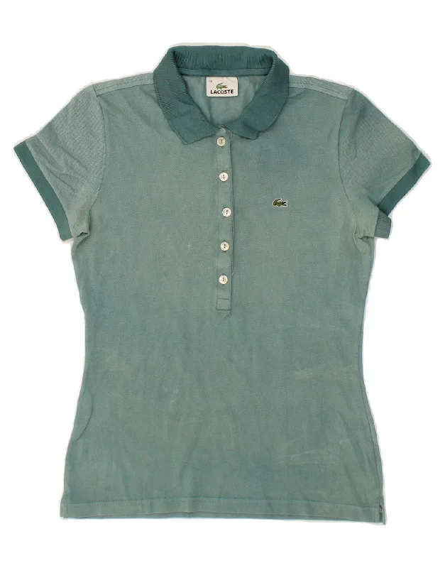 LACOSTE Womens Polo Shirt Size 38 Medium Green Comfortable Knit Short Shirt