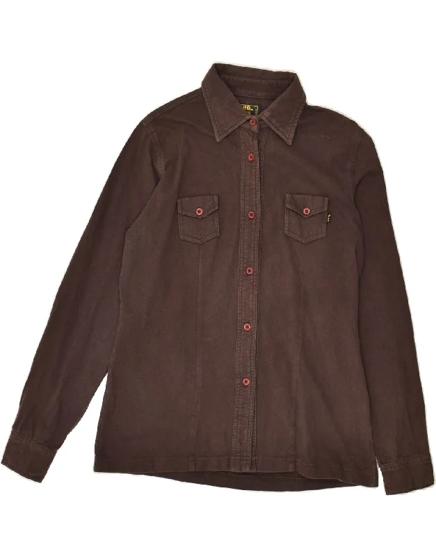 LEE Womens Shirt UK 18 XL Brown Cotton Relaxed Fit Short Shirt