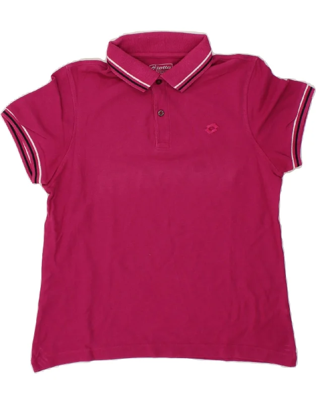 LOTTO Womens Polo Shirt UK 10 Small Pink Comfortable Ribbed Short Sleeve