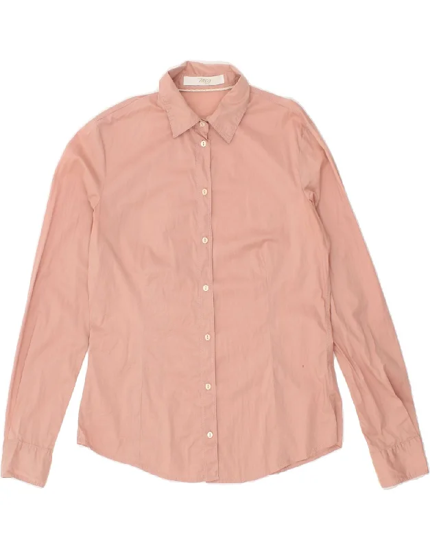 MARLBORO CLASSICS Womens Shirt IT 42 Medium Pink Cotton Stylish Round Neck Shirt