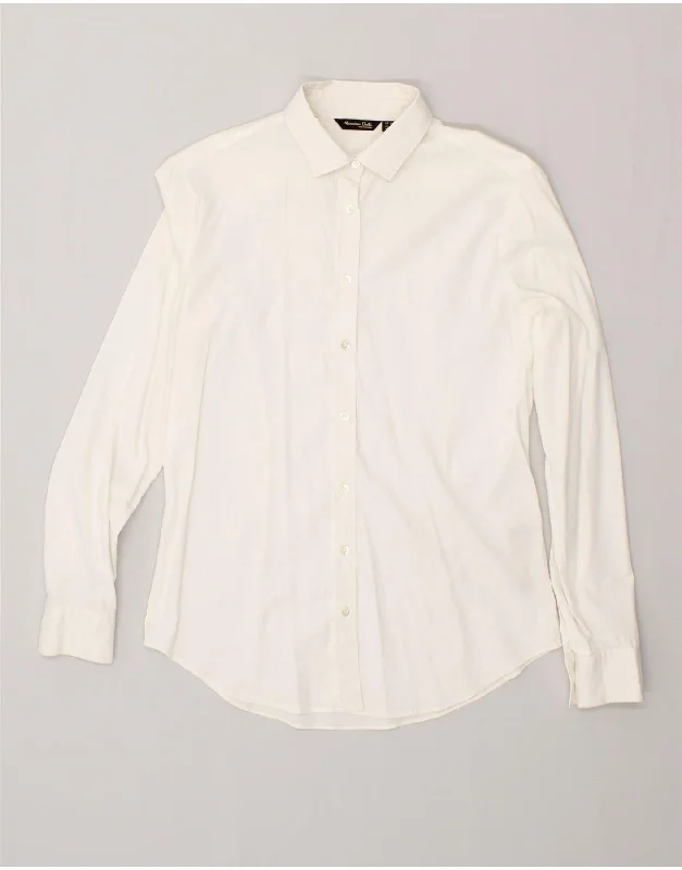 MASSIMO DUTTI Womens Shirt EU 38 Medium White Cotton Classic Button-Up Short Tee