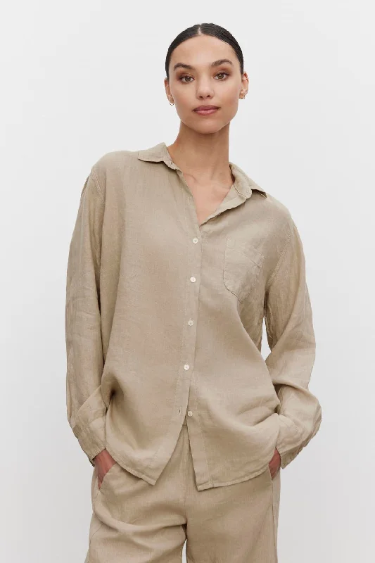 MULHOLLAND LINEN SHIRT Casual Short Sleeve Top