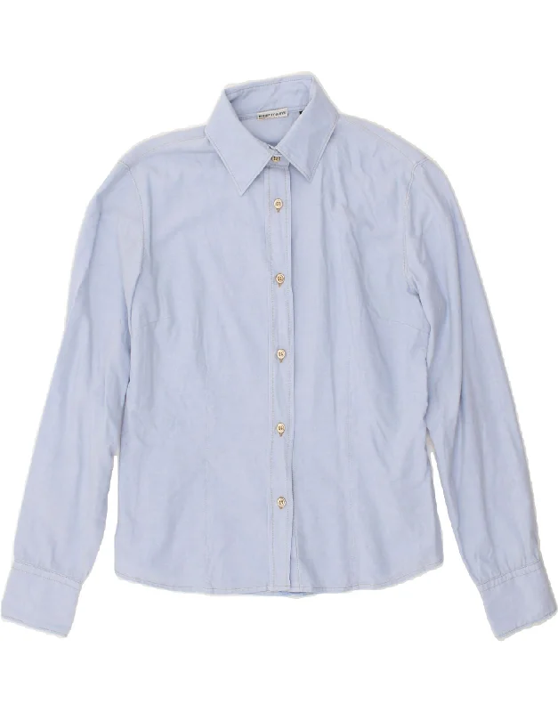 MURPHY & NYE Womens Shirt UK 10 Small Blue Elegant Silk Short Shirt