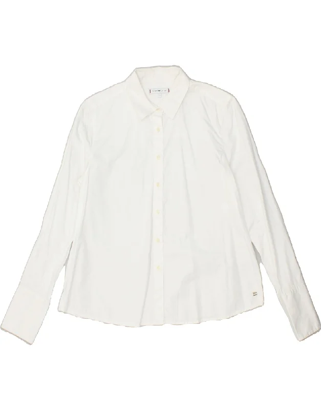 TOMMY HILFIGER Womens Shirt US 6 Medium White Cozy Summer Short Shirt