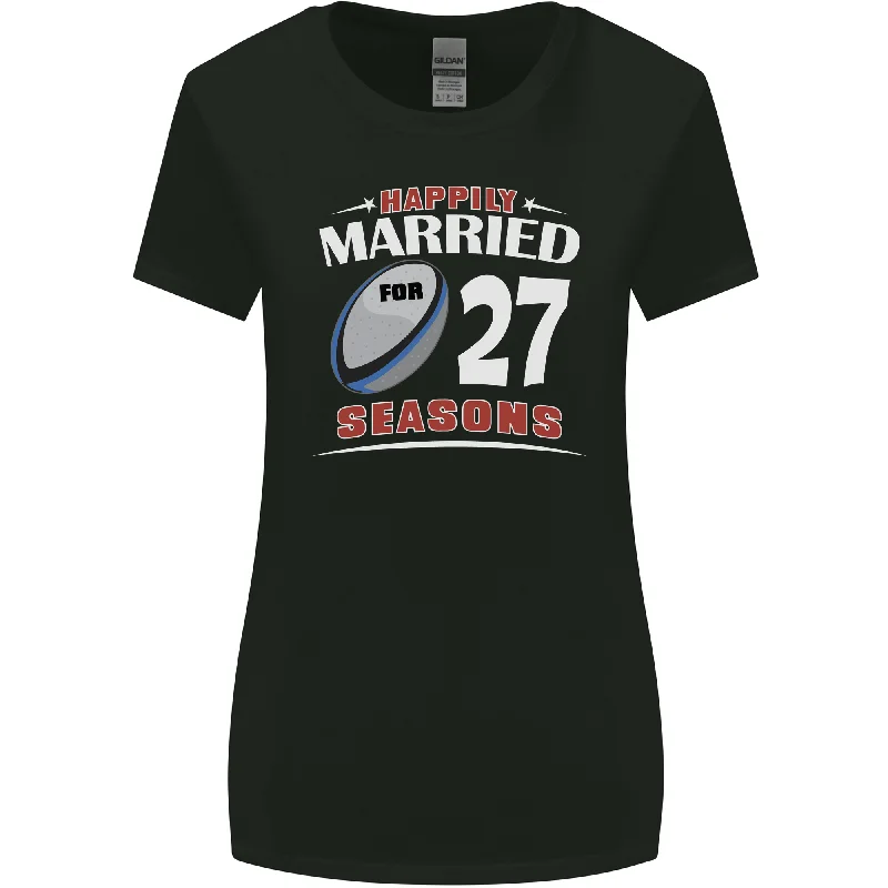 27 Year Wedding Anniversary 27th Rugby Womens Wider Cut T-Shirt Mesh Fabric Canvas Fabric Denim Fabric