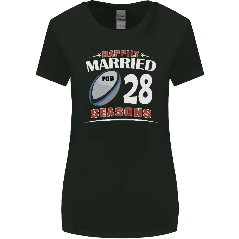 28 Year Wedding Anniversary 28th Rugby Womens Wider Cut T-Shirt Cozy Warm Stylish