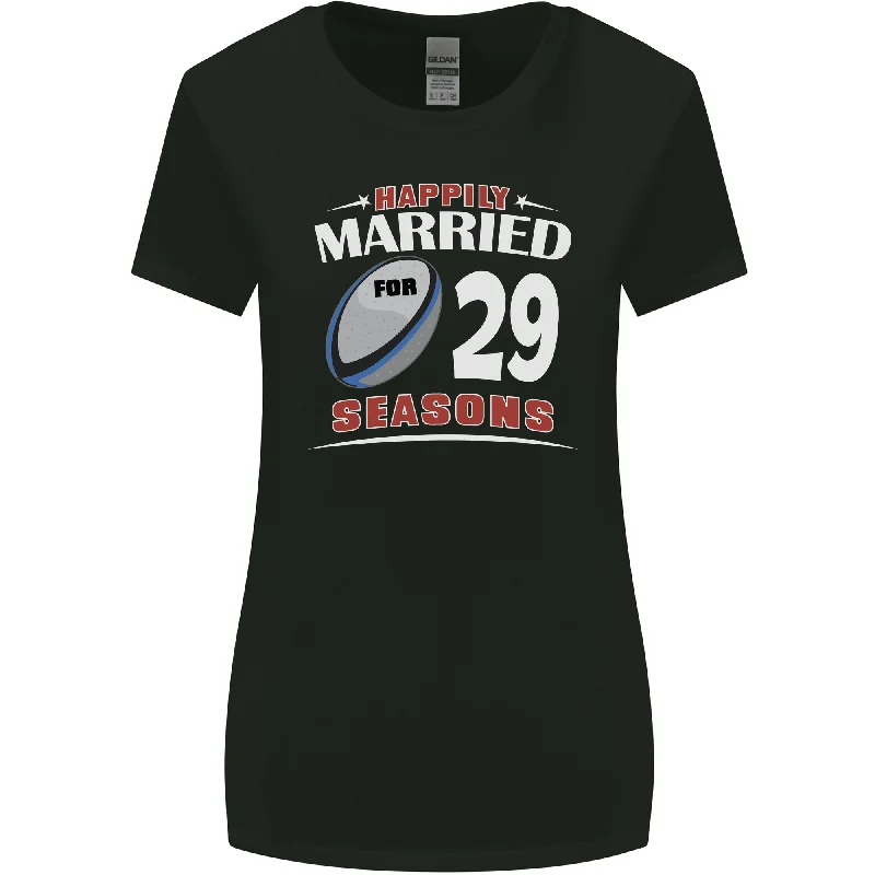 29 Year Wedding Anniversary 29th Rugby Womens Wider Cut T-Shirt Zippered Front Buttoned Front Snap Front