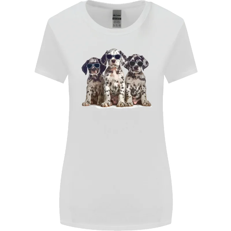 3 Cool Dalmatian Puppy's Dogs Womens Wider Cut T-Shirt Boxy Fit Fitted Loose