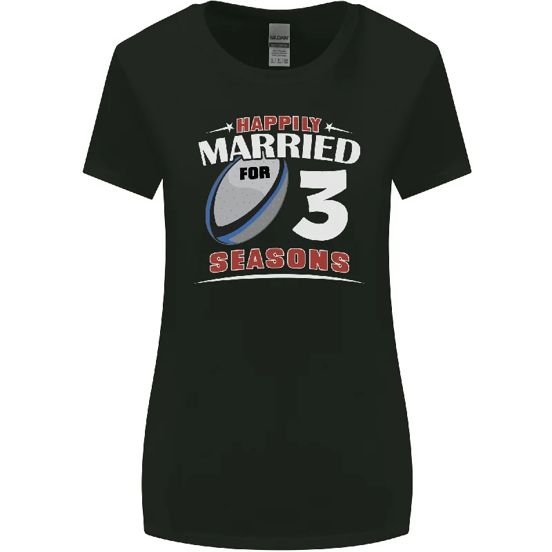 3 Year Wedding Anniversary 3rd Rugby Womens Wider Cut T-Shirt Solid Print Embellished