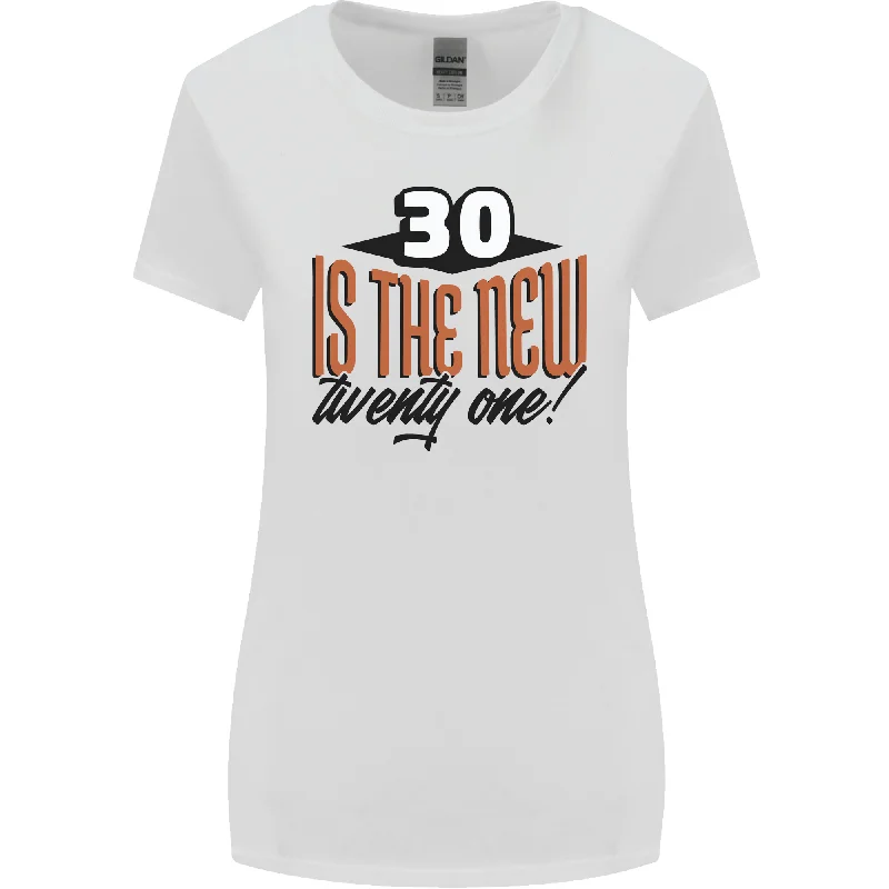 30th Birthday 30 is the New 21 Funny Womens Wider Cut T-Shirt Plaid T-Shirt Polka Dot Checkered