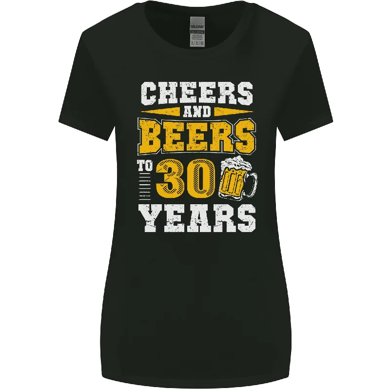 30th Birthday 30 Year Old Funny Alcohol Womens Wider Cut T-Shirt Houndstooth Herringbone Solid