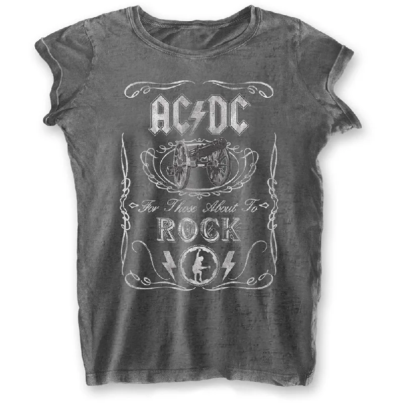 AC/DC Ladies T-Shirt: Cannon Swig (Burn Out) Chenille Blend Fleece Blend Nylon Blend