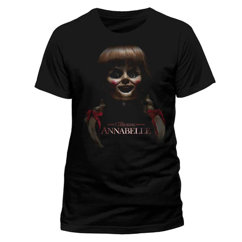 Annabelle Scary Face T-Shirt Adult Notch Collar Peter Pan Collar Cowl Neck