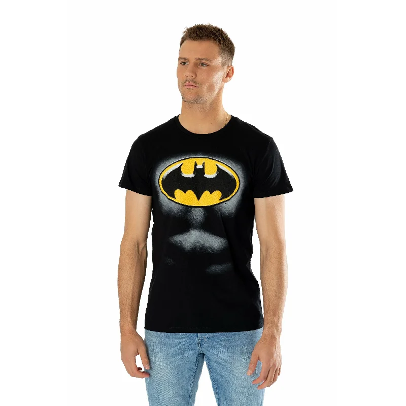 Batman Black Ripped Bevel T-Shirt DC Adult Cashmere Blend Cotton Blend Poly Blend