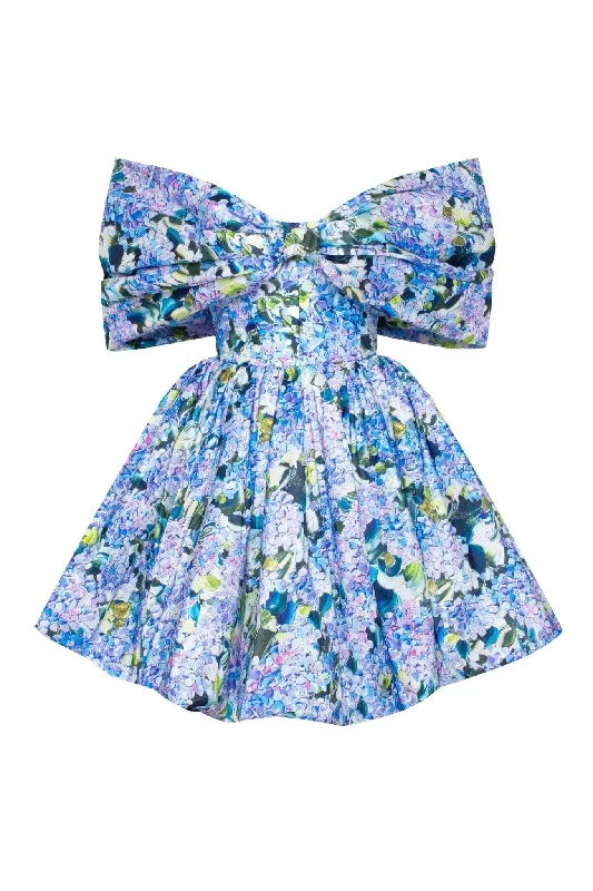 Blue Hydrangea bow-detailed mini dress Classic Striped Mini Dress