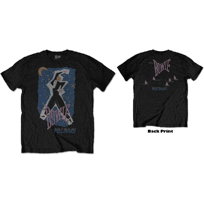 David Bowie | Official Band T-Shirt | 83' Tour (Back Print) Thin T-Shirt Open Front Quick Dry