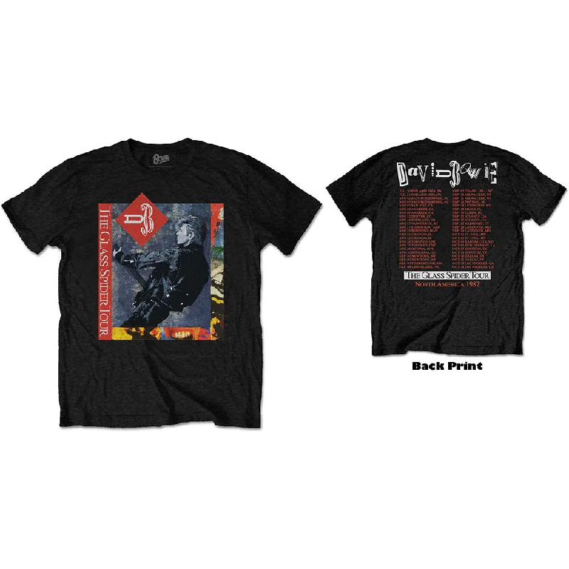 David Bowie | Official Band T-Shirt | Glass Spider Tour (Back Print) Welt Pockets Slit Pockets