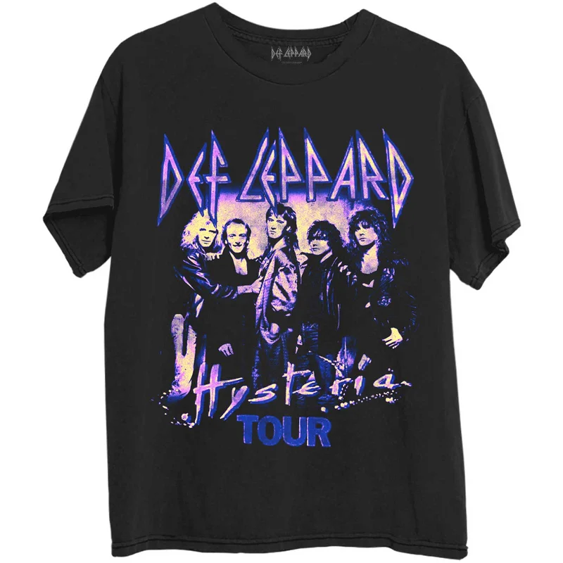 Def Leppard | Official Band T-Shirt | Hysteria Tour Satin Fabric Silk Fabric Chiffon Fabric