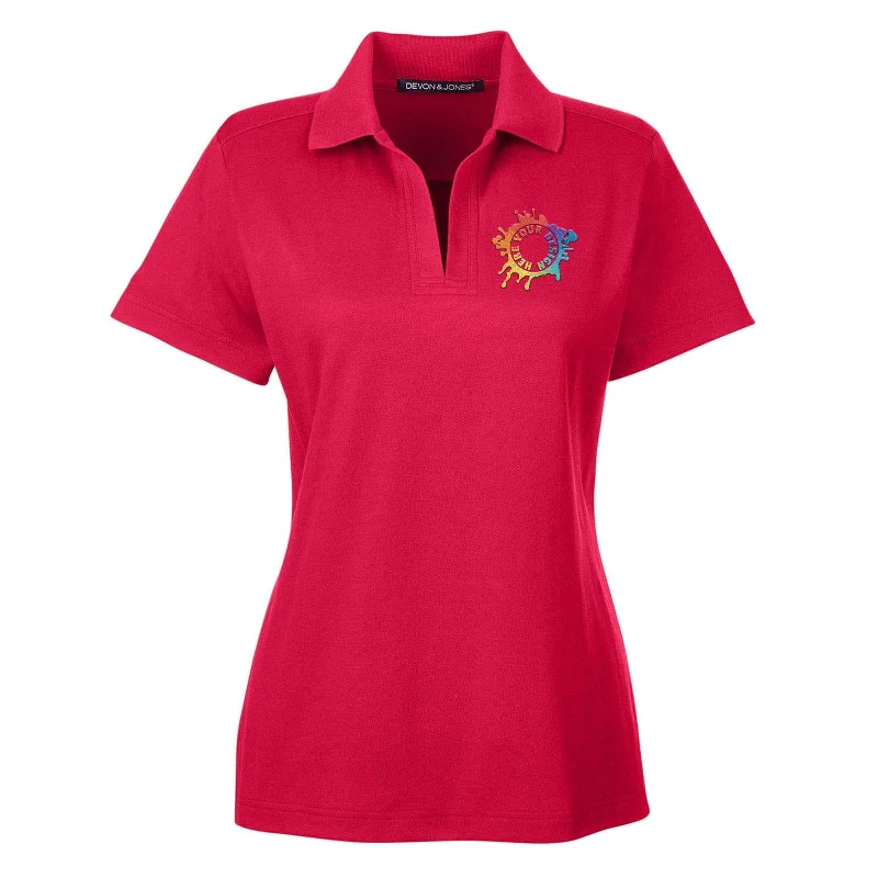 Devon & Jones CrownLux Performance Polyester/Cotton Blend Women's Plaited Polo T-Shirt Embroidery Satin Blend Silk Blend Wool Blend