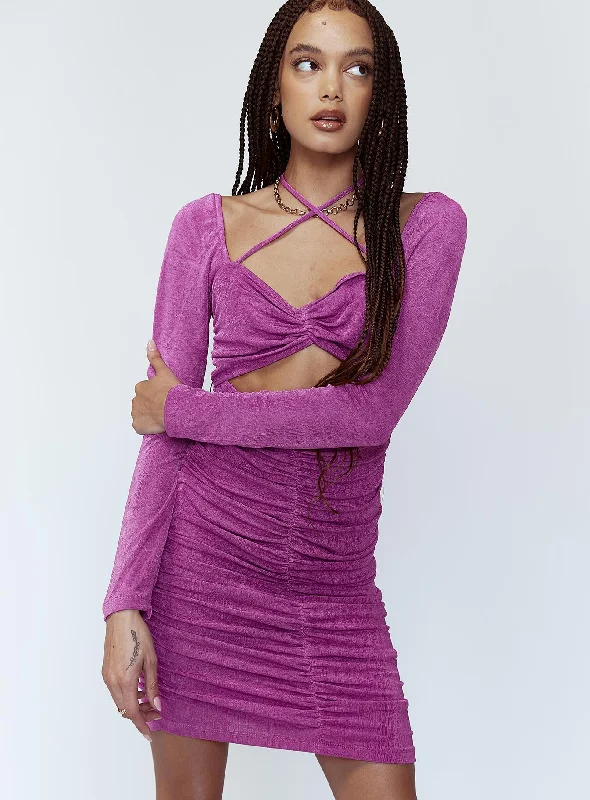 Dillon Mini Dress Purple Classic Casual Mini Dress