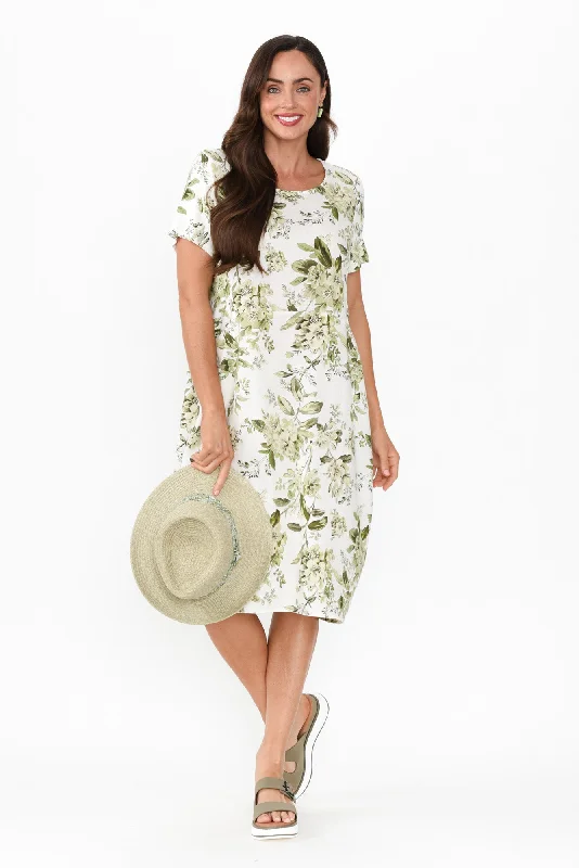 Evalina Green Floral Midi Dress Fashionable Polka Dot Midi Dress