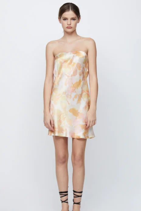 Floral Haze Indi Strapless Mini Dress Stylish Ruffle Mini Dress