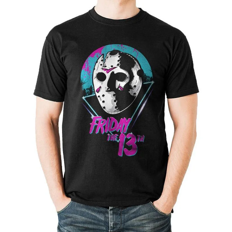 Friday The 13th Eighties Mask Unisex T-Shirt Adult Ribbed Striped Patterned