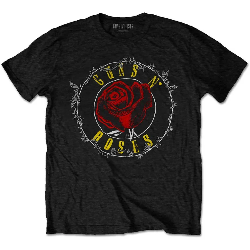 Guns N' Roses | Official Band T-Shirt | Rose Circle Paradise City (Back Print) Graphic T-Shirt Round Neck Polyester