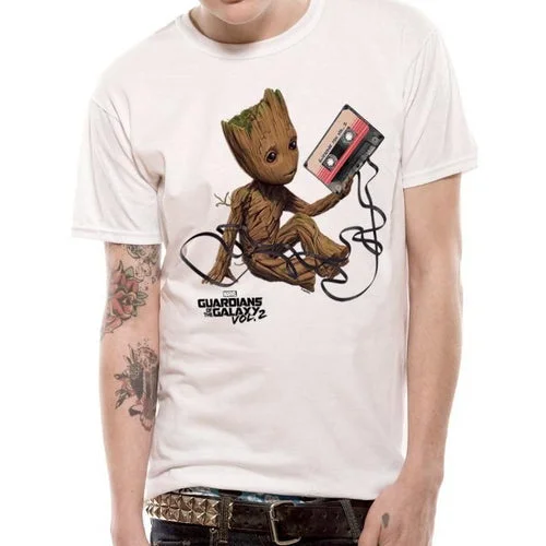 Guardians Of The Galaxy Vol 2 Groot And Tape T-Shirt Adult Chenille Brocade Lace