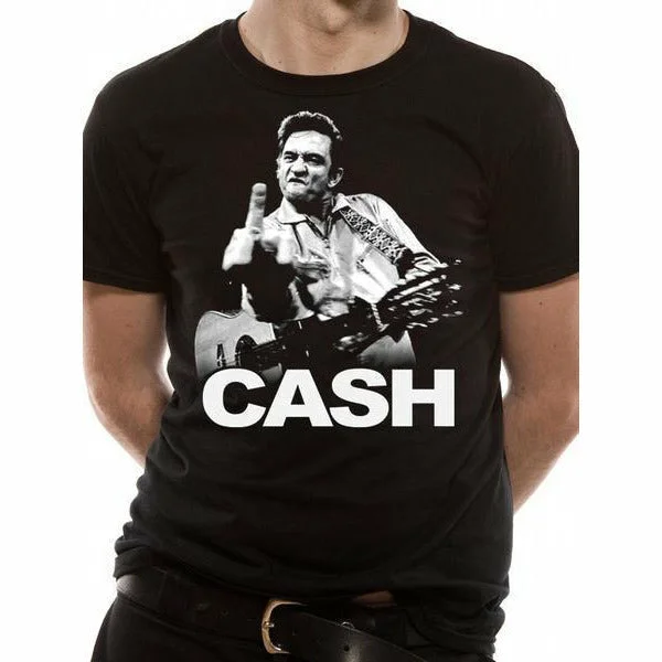 Johnny Cash Finger Unisex T-Shirt Adult Graphic T-Shirt Round Neck Polyester