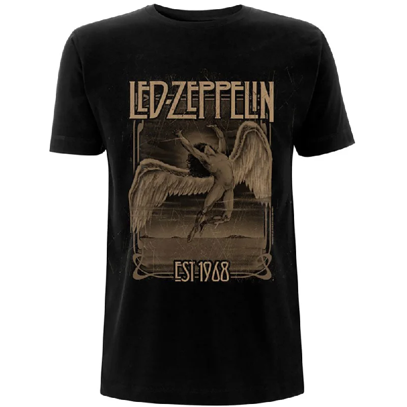 Led Zeppelin | Official Band T-Shirt | Faded Falling Hooded Caped Shawl Collar