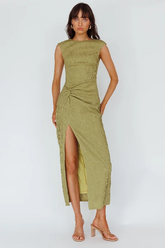 Like A Movie Cap Sleeve Midi Dress Olive Stylish Striped Midi Dress