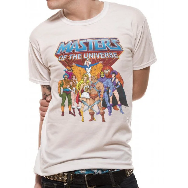 Masters of The Universe Group He-Man Retro 80s T-Shirt Adult Striped Floral Plaid