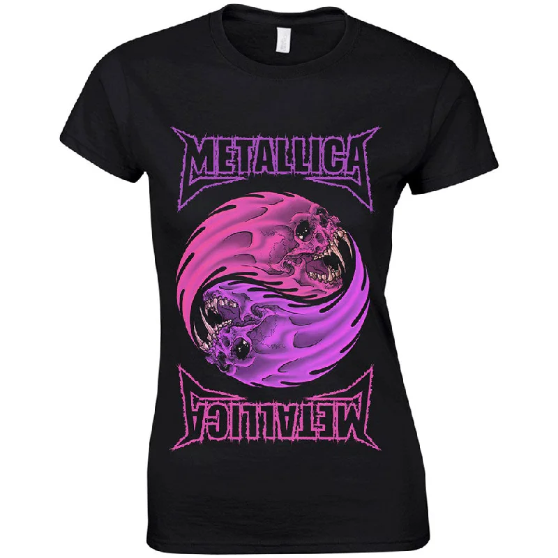 Metallica Ladies T-Shirt: Yin Yang Purple Fitted T-Shirt Seamless Stretchy