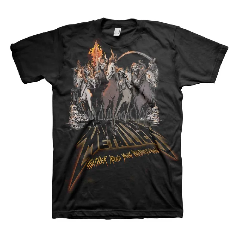 Metallica | Official Band T-Shirt | 40th Anniversary Horsemen Notch Collar Peter Pan Collar Cowl Neck