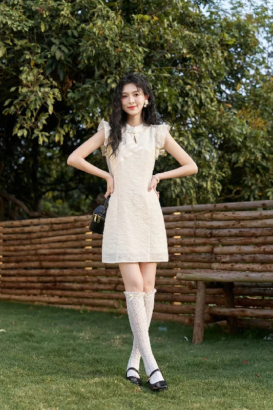 Flying Sleeve Mini Dress for Women Trendy Wraparound Mini Dress