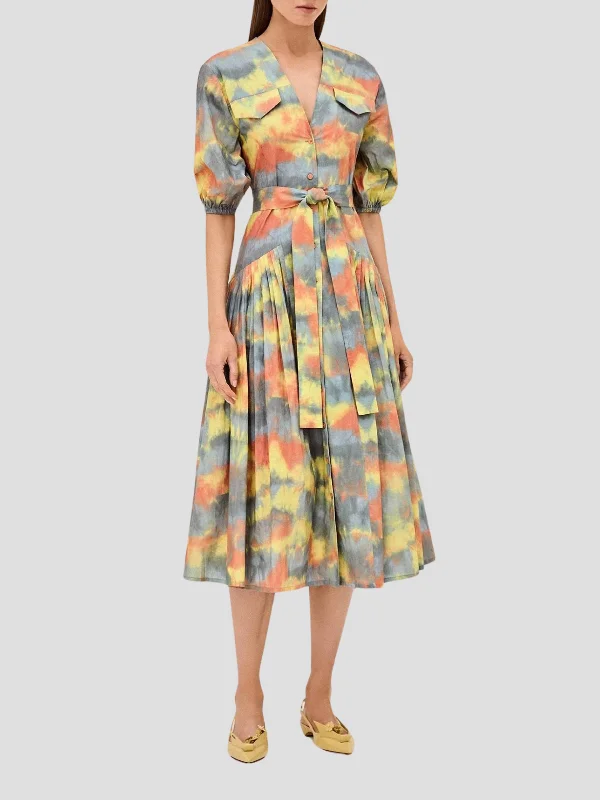 Oasis Tie-Dye Midi Dress Classic Black Midi Dress