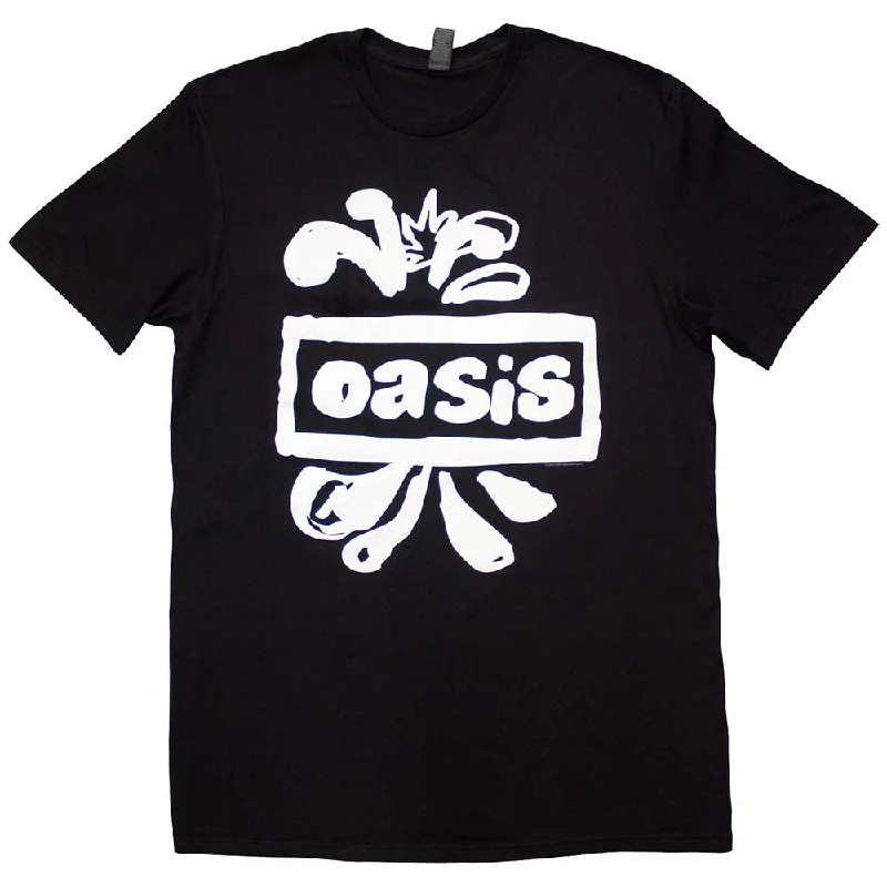 Oasis | Official Band T-Shirt | Logo Splat Graphic T-Shirt Round Neck Polyester