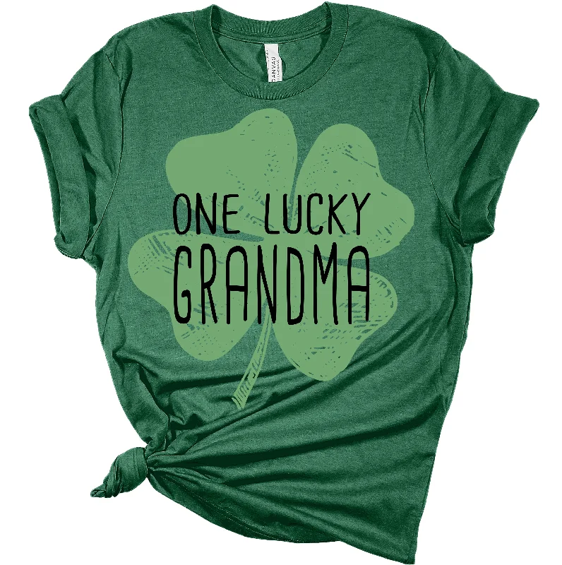 One Lucky Grandma St. Patrick's Day Women's T-Shirt Plaid T-Shirt Polka Dot Checkered