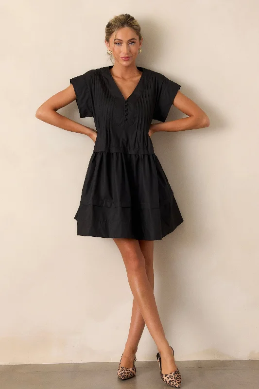 Pack Your Bags Black Short Sleeve Mini Dress Comfortable Off-Shoulder Mini Dress