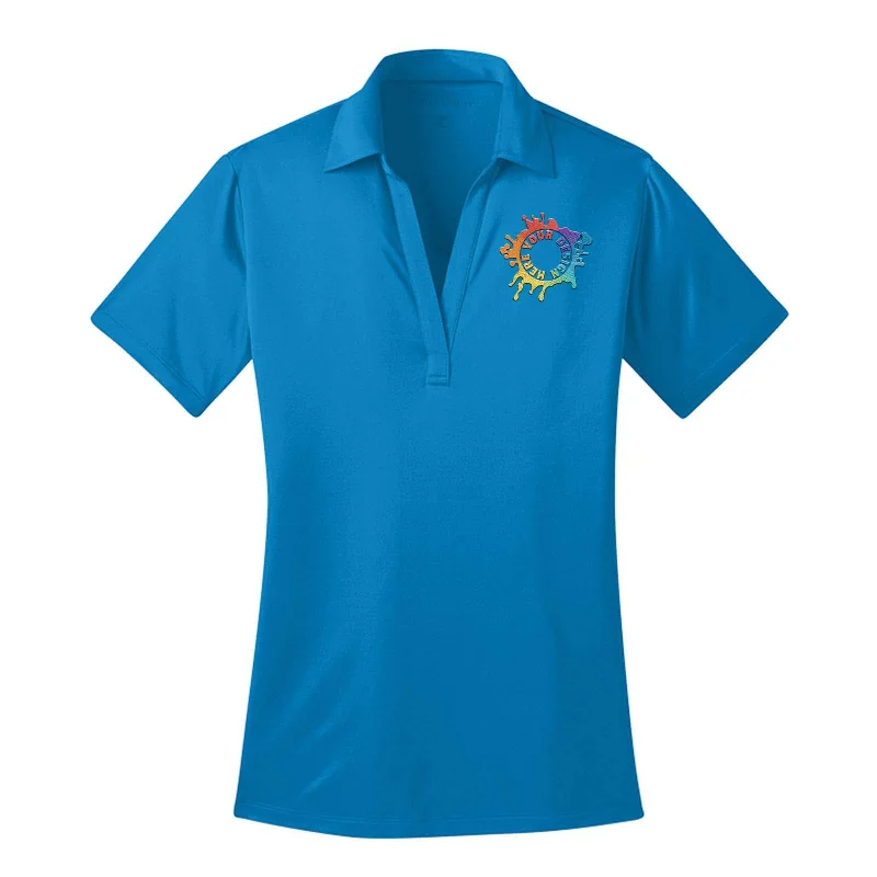 Port Authority Ladies Silk Touch 100% Polyester Performance Polo T-Shirt Embroidery Spandex Blend Rayon Blend Denim Blend