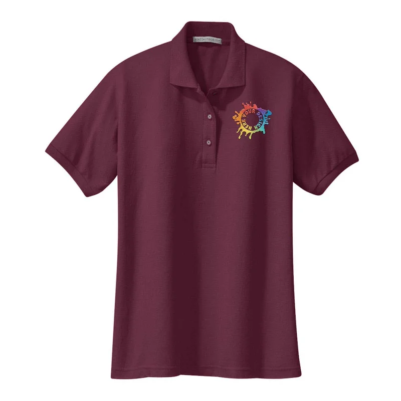 Port Authority Ladies Silk Touch Polyester/Cotton Blend Polo T-Shirt Embroidery Nylon Fabric Polyester Fabric Spandex Fabric