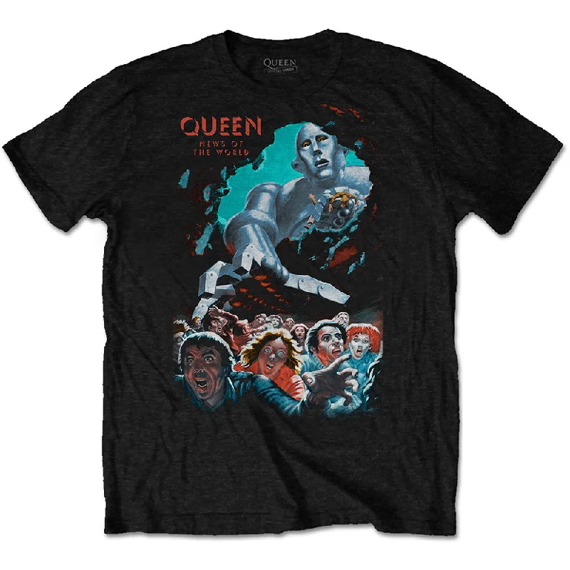 Queen | Official Band T-Shirt | News Of The World Vintage Spandex Blend Rayon Blend Denim Blend