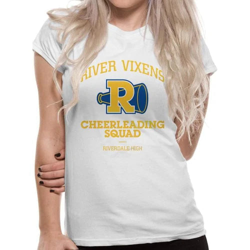 Riverdale Cheerleader Logo Fitted T-Shirt Adult Zippered Front Buttoned Front Snap Front