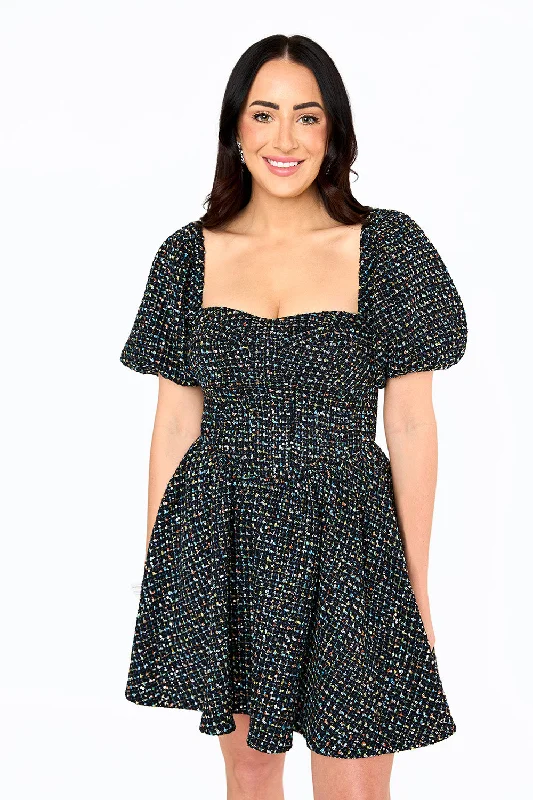 Romeo Puff Sleeve Mini Dress - Paparazzi Comfortable Zip-Up Mini Dress