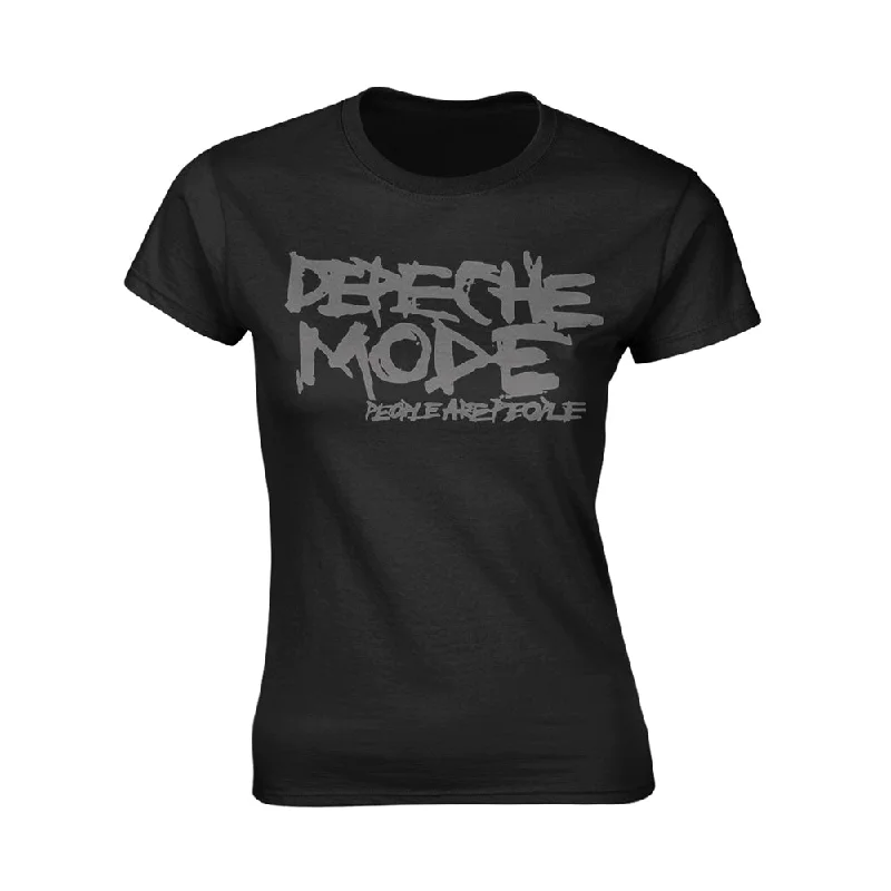 Depeche Mode Ladies T-shirt: People Are People Beaded Sequined Faux Fur