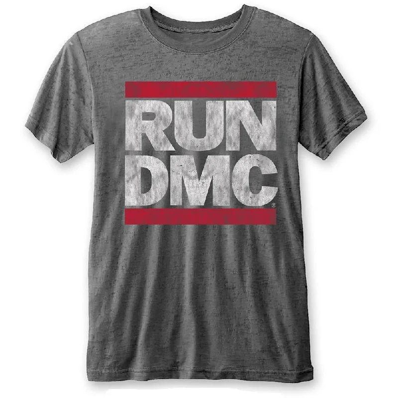 Run DMC Unisex Fashion T-Shirt: DMC Logo (Burn Out) Beaded Sequined Faux Fur